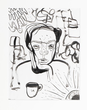 Morning contemplation [art original] / Maddison Crawford. ©2022. Media: India ink on regular paper ; 11 inches x 14 inches (20 inches x 66 inches, framed)